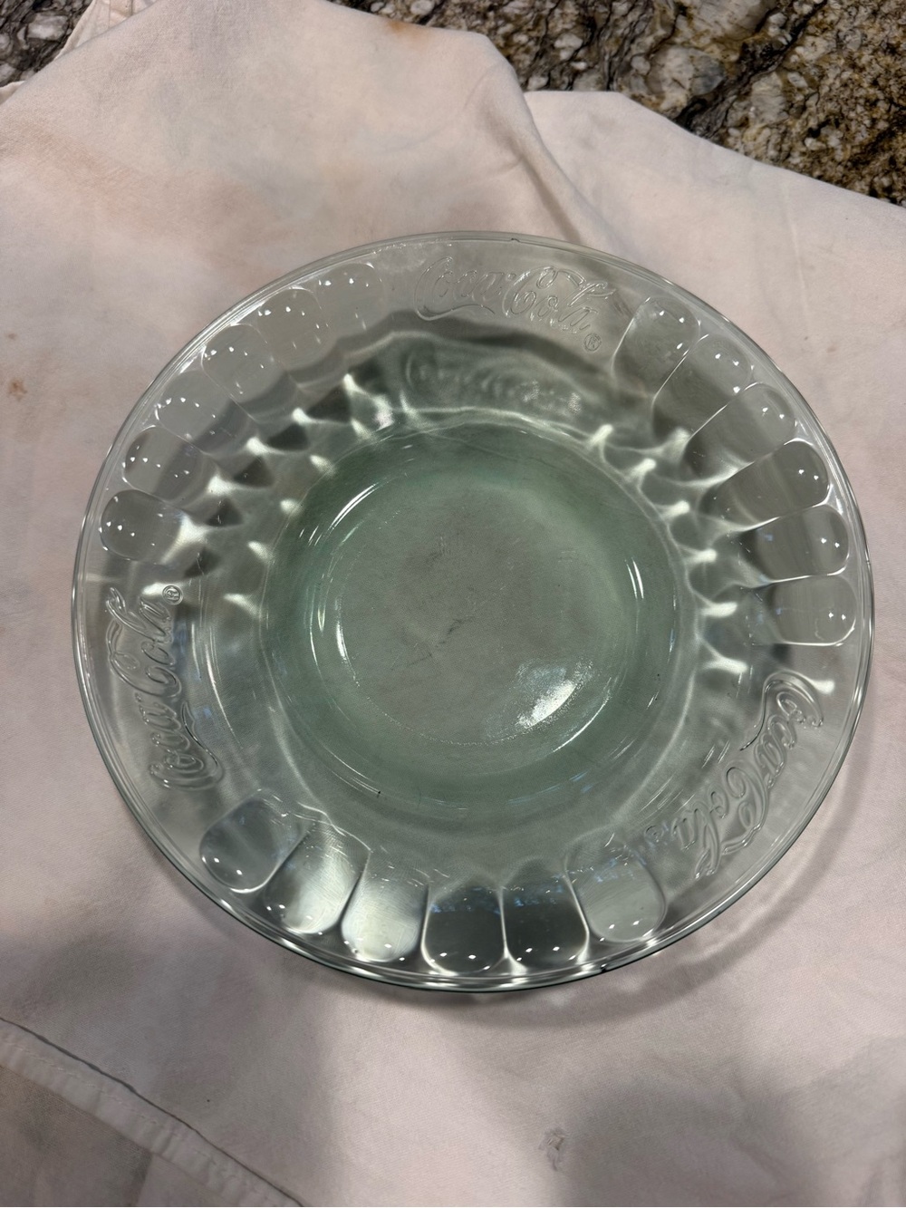 Set of 4 Coca-Cola Clear Green Glass Bowls.